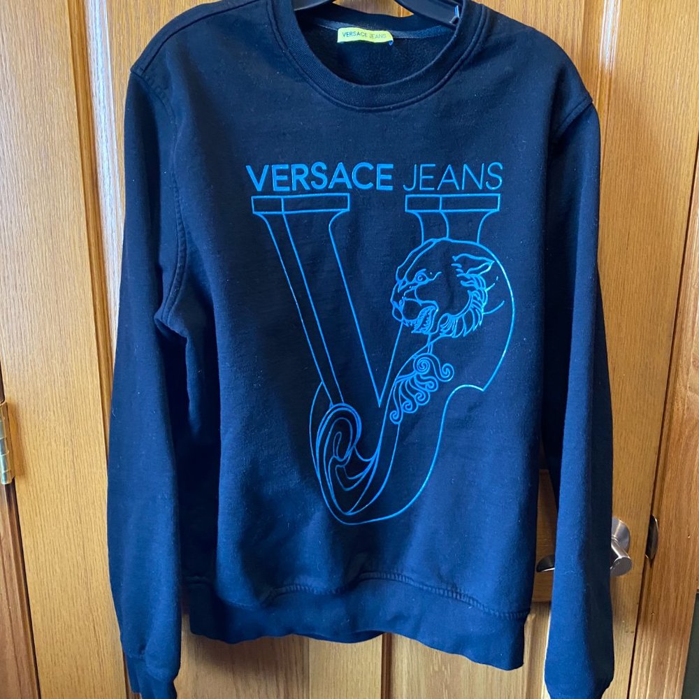 Authentic VERSACE JEANS logo mens’s crew-neck sweatshirt-Black NWOT - Picture 15 of 15